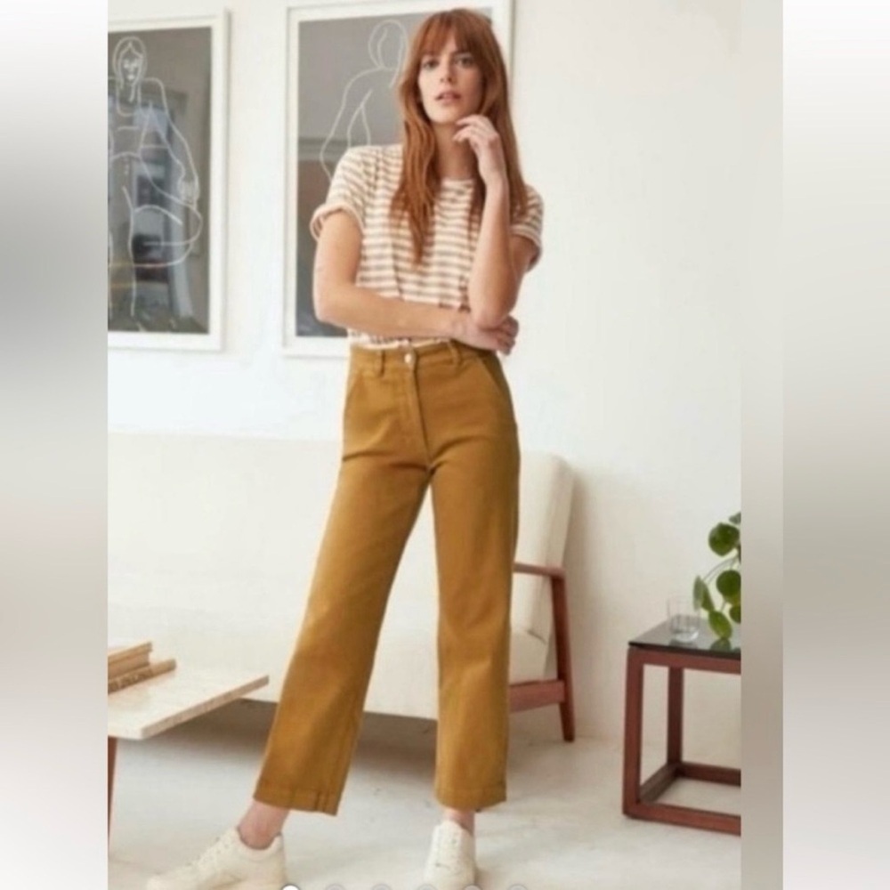 Everlane Cropped Straight Pants in Mustard